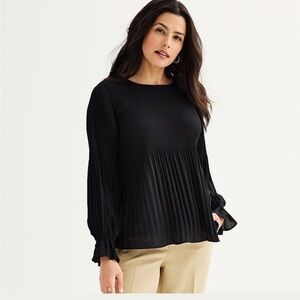 Nine West Black Pleated Blouse NWOT XL